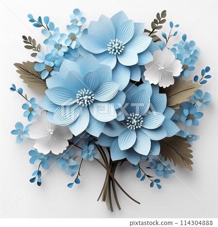 由人造藍色花製成的花束 114304888