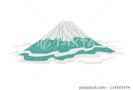 Fuji mountain vector flat illustration, Fujiyama volcano mountain with snow-covered peak in Japan, famous landmark 114305474
