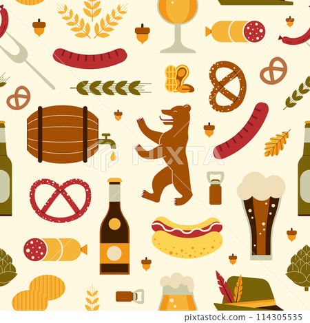 Travel Germany Beer Festival Seamless Pattern Travel Germany Beer Festival Seamless Pattern 114305535