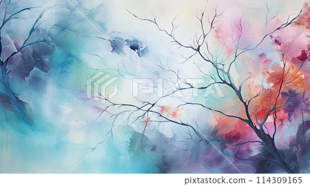 Abstract tree in watercolor art landscape. Generative AI Abstract tree in watercolor art landscape. Generative AI 114309165