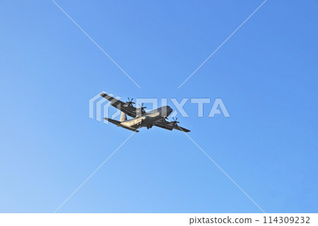 A C-130J flying during a joint U.S.-Japan training exercise at the Japan Air Self-Defense Force Tsuiki Base in Fukuoka Prefecture. 114309232