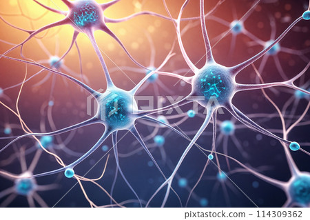 人類微距神經元細胞3D渲染 人類微距神經元細胞3D渲染 114309362