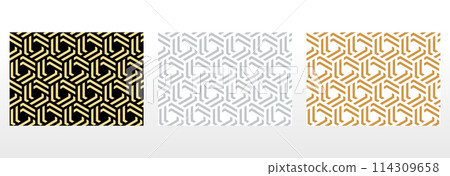 Set of abstract geometric patterns. Seamless vector backgrounds. Colored ornaments Graphic modern patterns Simple lattice graphic design 114309658