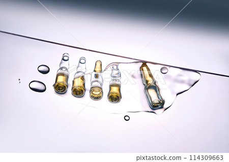 Ampoules in liquid, bottom view. 114309663