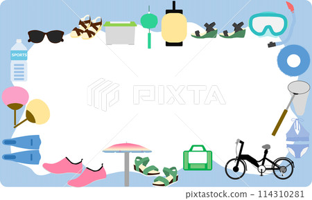 Frame illustration of summer items Frame illustration of summer items 114310281
