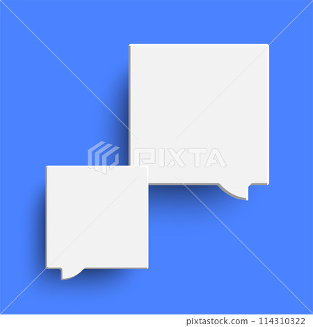 White empty speech bubble on blue background 114310322