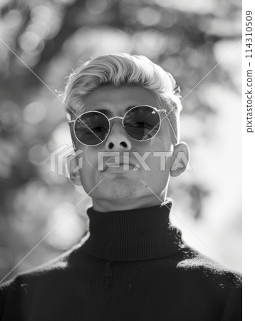 Teen Latino Man with Blond Straight Hair vintage Illustration. 114310509