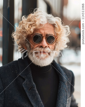 Old Persian Man with Blond Curly Hair vintage Illustration. 114311066