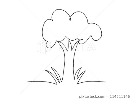 Tree. One line drawing vector illustration. Tree. One line drawing vector illustration. 114311146