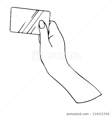 Illustration of a hand holding a card 3 114311556