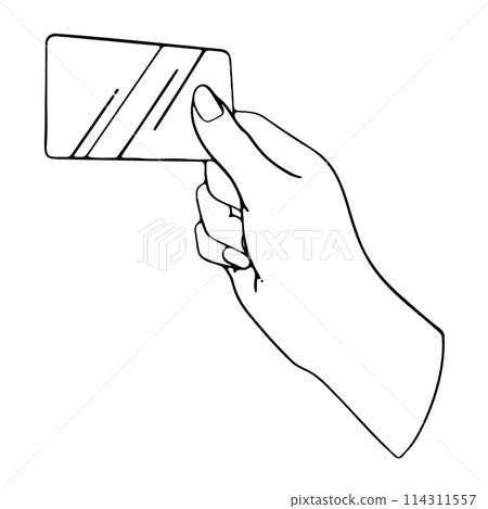 Illustration of a hand holding a card 2 114311557