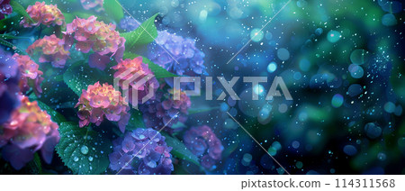 Hydrangea flowers floating in water 114311568