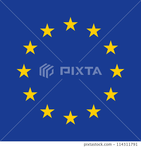 European Union Flag, Europe country national. Blue Background with Yellow Stars. Vector 114311791