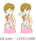 Pregnant woman rubbing her belly set 114311980