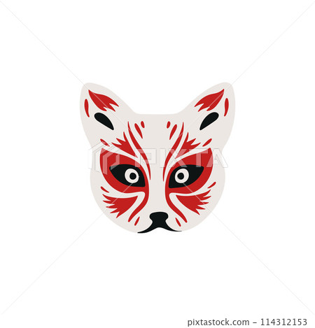 Vector Kabuki mask with traditional Kitsunei deman, ideal for events and stickers. Vector Kabuki mask with traditional Kitsunei deman, ideal for events and stickers. 114312153