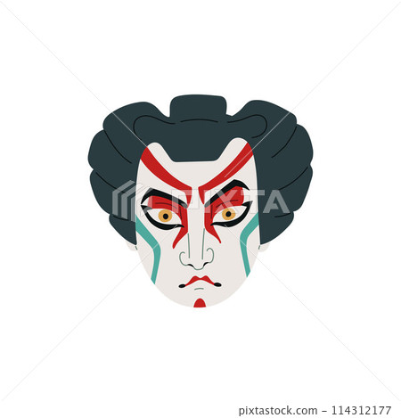 Vector Kabuki mask on a demon theme, on an isolated background. Vector Kabuki mask on a demon theme, on an isolated background. 114312177