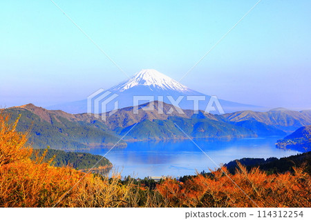 從箱根大觀山天閣台眺望蘆之湖對面的富士山 114312254