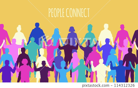 Colorful human connectivity chain vector illustration. Colorful human connectivity chain vector illustration. 114312326