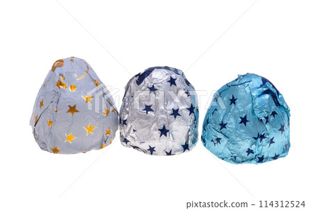 chocolate candies with hazelnuts isolated 114312524