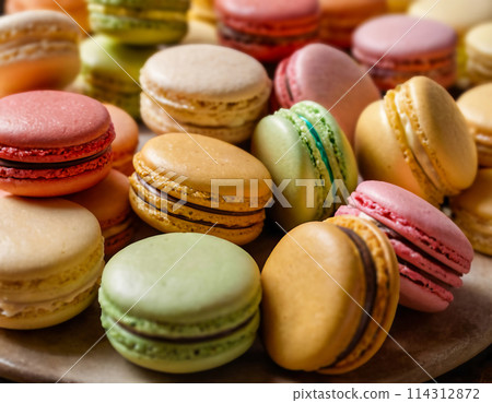 Colorful Assortment of Macarons Colorful Assortment of Macarons 114312872
