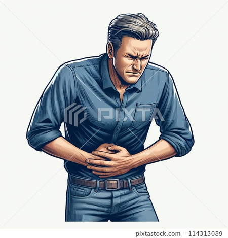 Men complaining of abdominal pain 114313089