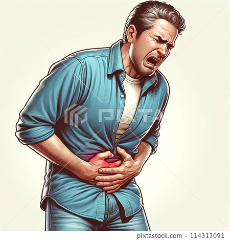 Men complaining of abdominal pain 114313091