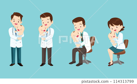 doctor holding baby in arms doctor holding baby in arms 114313799