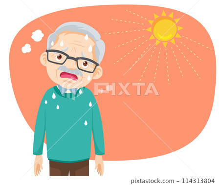 elderly thirsty from heat of the summer sun 114313804
