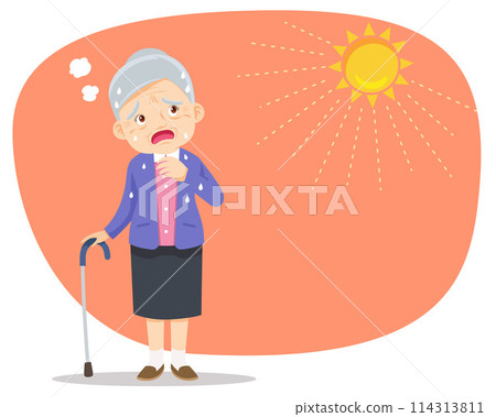 elderly thirsty from heat of the summer sun 114313811