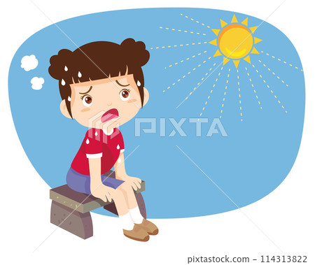 girl thirsty from heat of the summer sun 114313822
