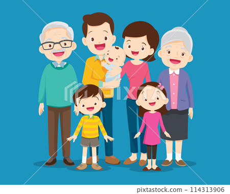 Big happy multi-generational family siblings relatives portrait 114313906