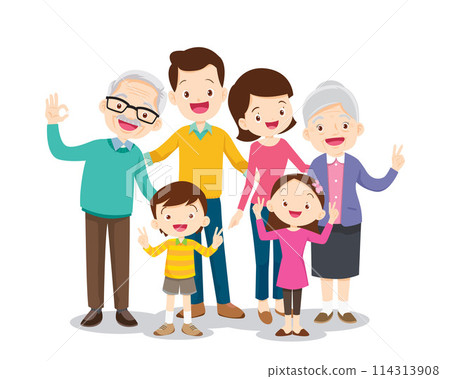 Big happy multi-generational family siblings relatives portrait 114313908