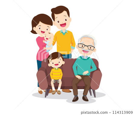 Big happy multi-generational family siblings relatives portrait 114313909