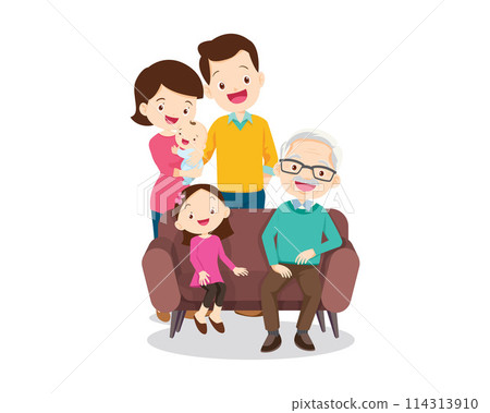 Big happy multi-generational family siblings relatives portrait 114313910