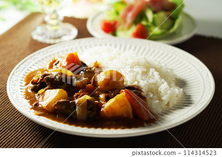 Curry rice and prosciutto salad Curry rice and prosciutto salad 114314523