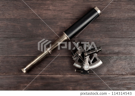 naval spyglass telescope with sextant 114314543