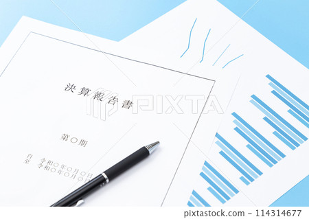Financial report on a blue background Financial report on a blue background 114314677