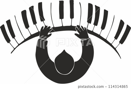 Hand drawn grand piano in sketch style. Music symbol vector illustration 114314865