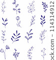 Vector collection of hand drawn plants. Botanical set of sketch flowers and branches 114314912