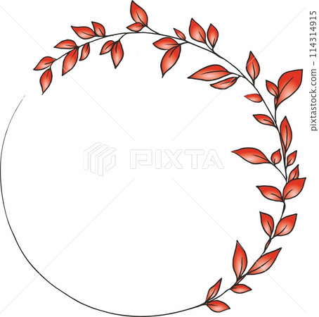 Vector round botanical frame isolated on a white background Vector round botanical frame isolated on a white background 114314915