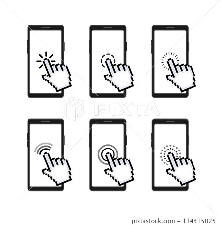 Set of Touch Screen Gestures for Smartphone Interface. Vector illustration Set of Touch Screen Gestures for Smartphone Interface. Vector illustration 114315025