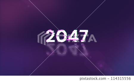 3D rendering 2047 text with screen effects of technological glitches 114315556