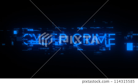 3D rendering cyber crime text with screen effects of technological glitches 3D rendering cyber crime text with screen effects of technological glitches 114315585