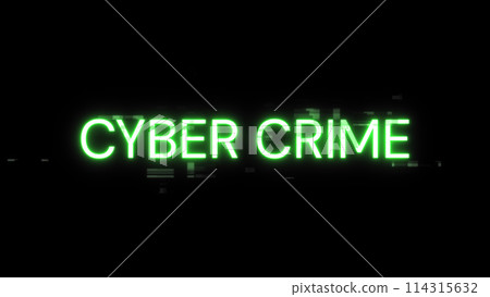 3D rendering cyber crime text with screen effects of technological glitches 3D rendering cyber crime text with screen effects of technological glitches 114315632