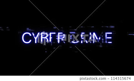 3D rendering cyber crime text with screen effects of technological glitches 3D rendering cyber crime text with screen effects of technological glitches 114315674