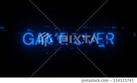 3D rendering game over text with screen effects of technological glitches 114315741