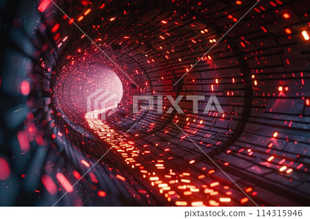 led illustration of an endless colorful tunnel led illustration of an endless colorful tunnel 114315946