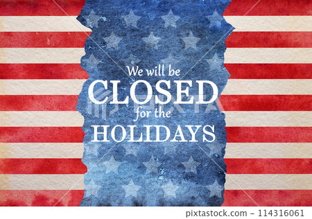 Signboard that says we will be closed 114316061