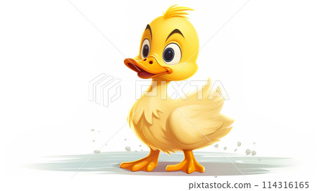 Cartoon, duckling on white background , Generate AI 114316165
