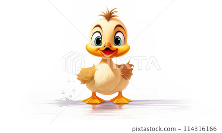Cartoon, duckling on white background , Generate AI 114316166